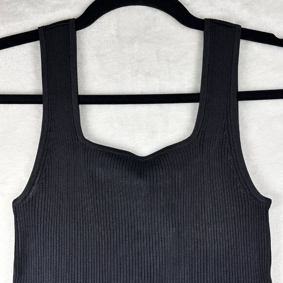 Madewell Square Neck Ribbed Tank Top Black XXS Viscose Knit NWT Minimalist - Picture 8 of 10